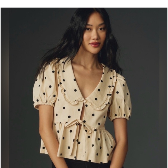 Porridge Tops - Cream Polka Dot Blouse : Anthropologie